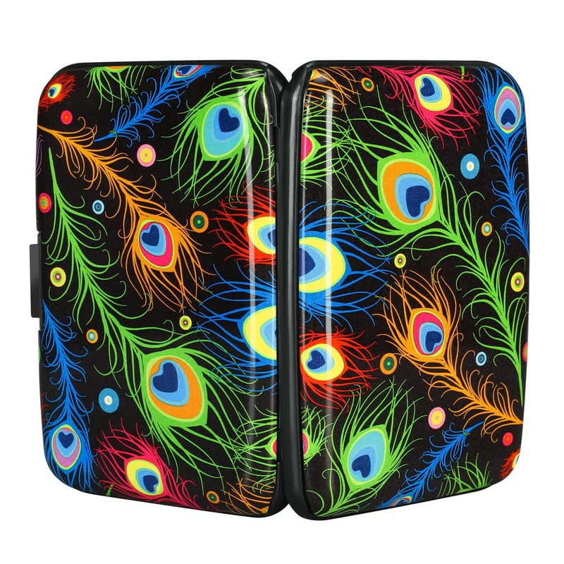 ELFISH Mini RFID Aluminum Wallet Credit Cards Holder Business Card Case Metal ID Case for Men Women (Feather) - Image 3